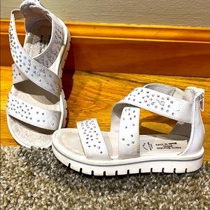 Nero Giardini White Rhinestone Sandals for Girls